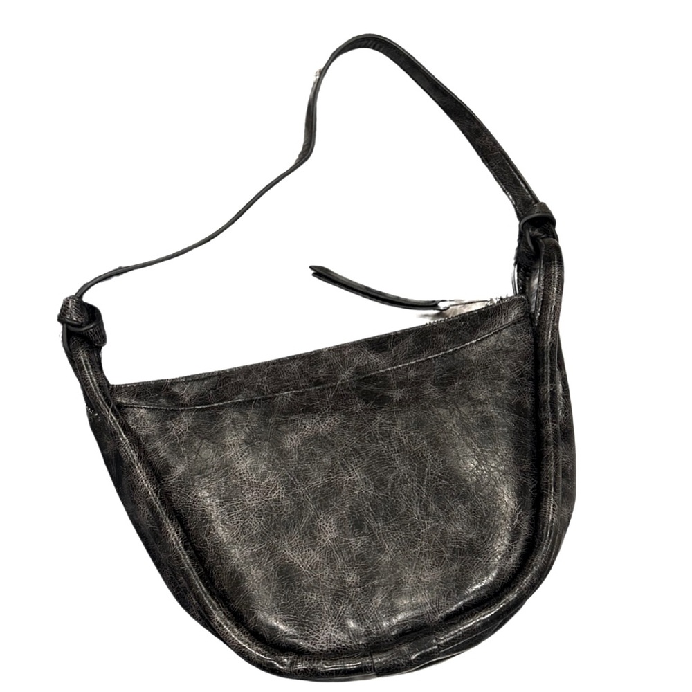 Topshop Crescent Knot Strap Shoulder Bag Purse | Washed Black Vegan Leather